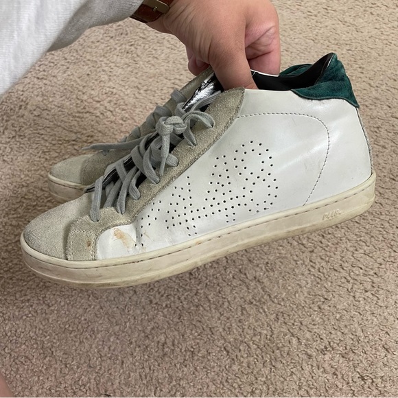 P448 RARE John Mid-Top Sneakers in White w/ Green Accent SIZE 37 - Picture 4 of 14